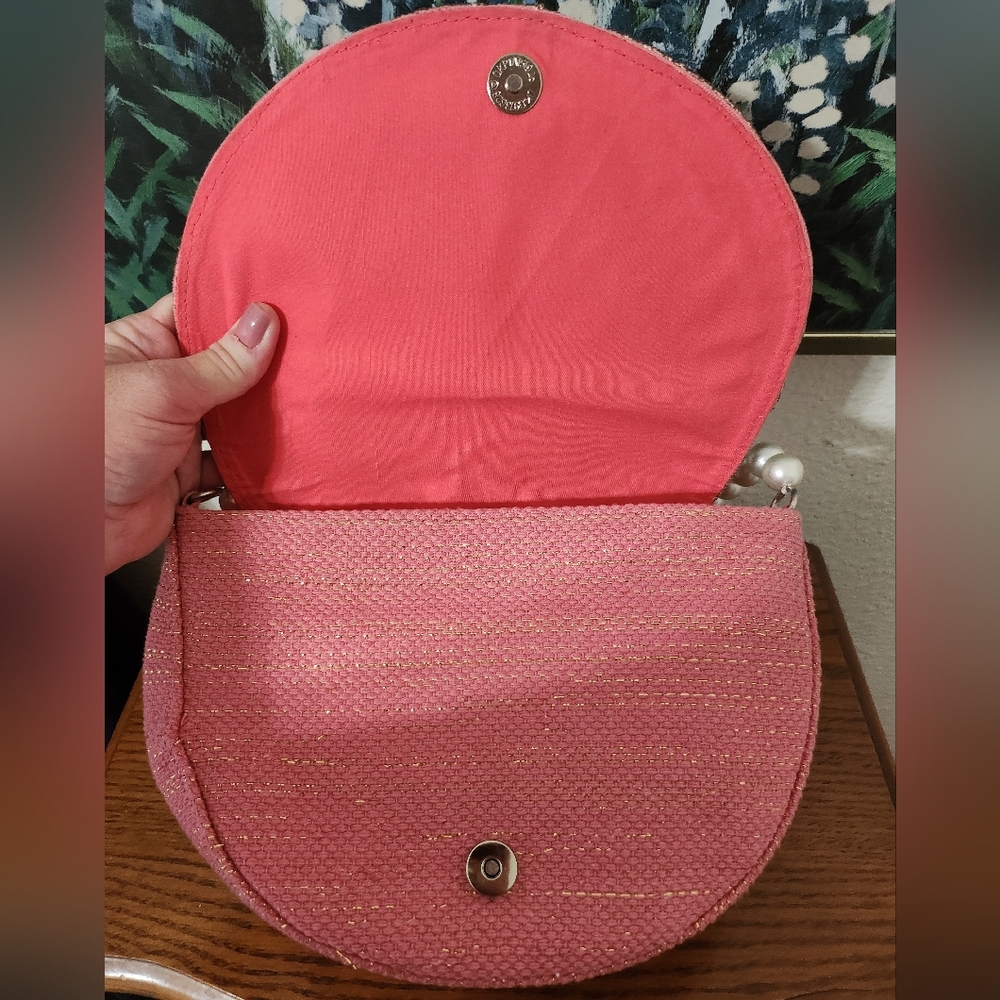 Viral Grapefruit Beaded Clutch with Pearl Strap. Only Used Once. In Ex Condition - Picture 9 of 11